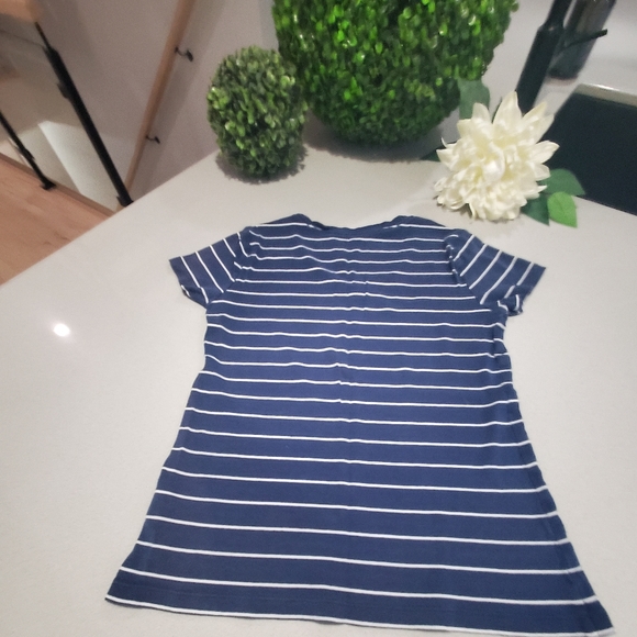 NAUTICA Beau t-shirt rayé bleu et blanc avec logo tissé au devant - Picture 6 of 7